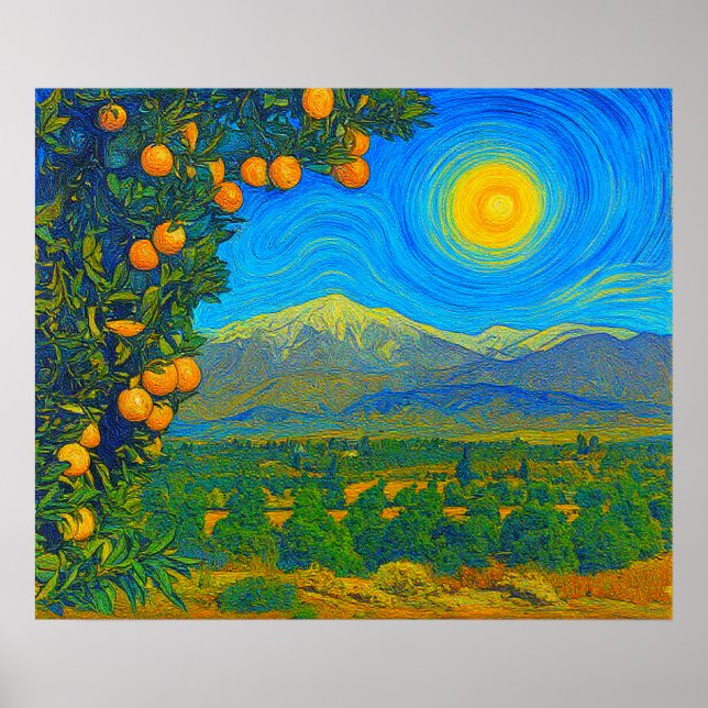 Poster Orange Groves Snow Capped Mount Baldy No início do (Frente)