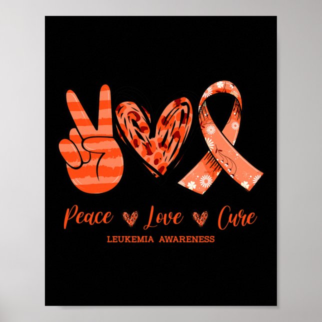 Poster Orange Lepard Peace Love Cure Leukemia Sensibiliza (Frente)