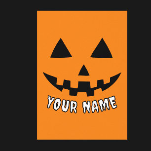 Pôster Orange Pumpkin Personalizado Halloween Seu Nome