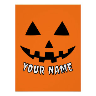 Pôster Orange Pumpkin Personalizado Halloween Seu Nome