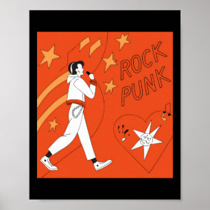 Poster Orange Punk Rock Expressive Digital Art Illustrati