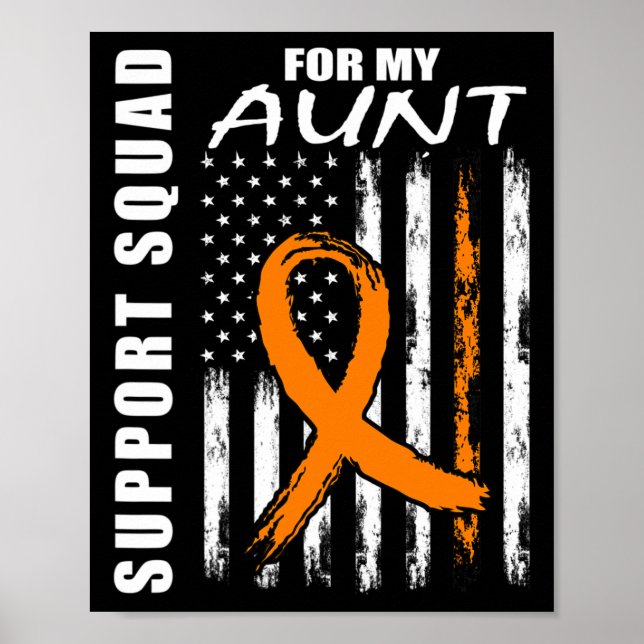 Poster Orange Ribbon Aunt Leukemia Awareness Usa Flag Can (Frente)