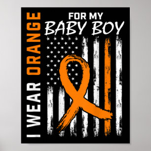 Poster Orange Ribbon Byby Boy Leukemia Sensibilização Mês