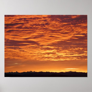 Poster Orange Sky over Mountain Range