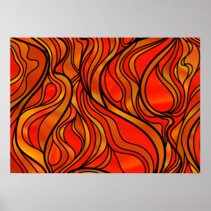 Poster Orange Stained Glass Abstract