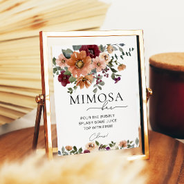 Poster Orange Terracotta Burgundy Floral Mimosa Bar