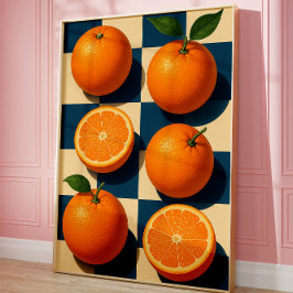 Poster Orange Wall Art, Retro Orange Fruit Art
