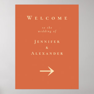 Poster Orange Welcome to Wedding Sign