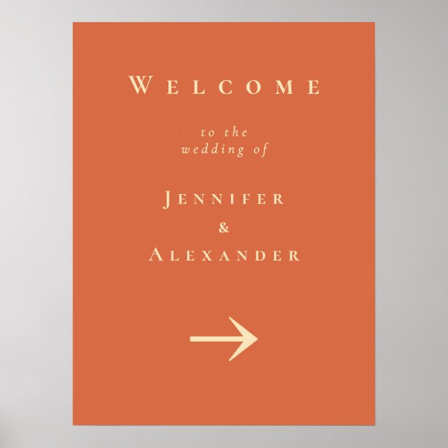 Poster Orange Welcome to Wedding Sign (Frente)