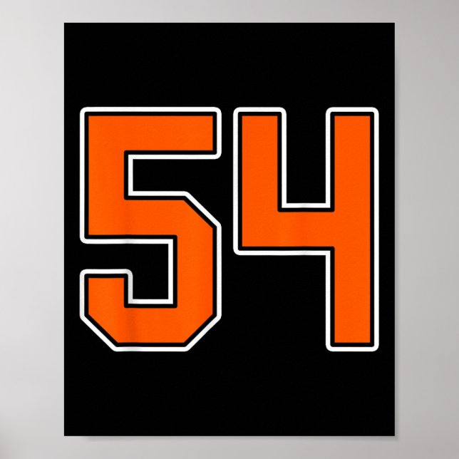 Poster Orange White Number 54 Jersey Player Uniform #54 (Frente)