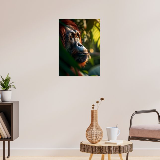 Poster Orangutan Pensivo na Selva (Sala de Estar 3)