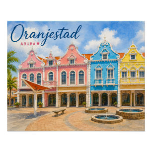 Pôster Oranjestad Aruba Ilha Caribe Viagem Lembrança