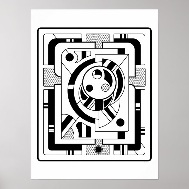 Poster Orbitron Mínimo - Abstrato Geométrico Line Art (Frente)