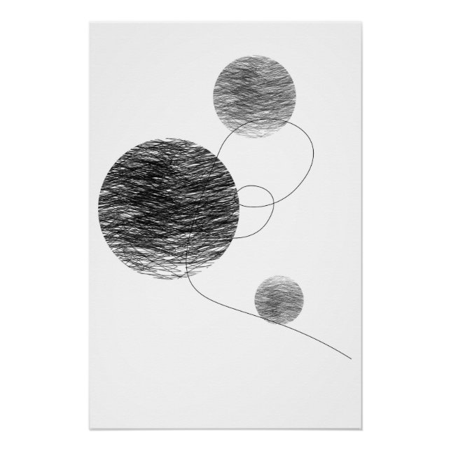 Pôster Orbs Abstrato Art Kinship Black and White (Frente)