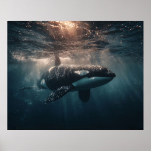 Poster Orca Nadando em Água Profunda