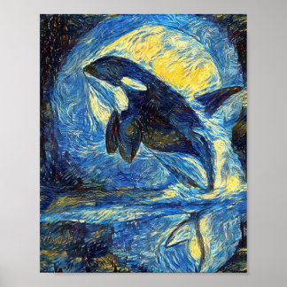Poster Orca Starry Night