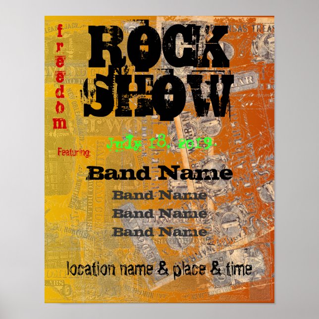 Pôster Orçamento do Rock Fantástico do Dinheiro Confedera (Frente)