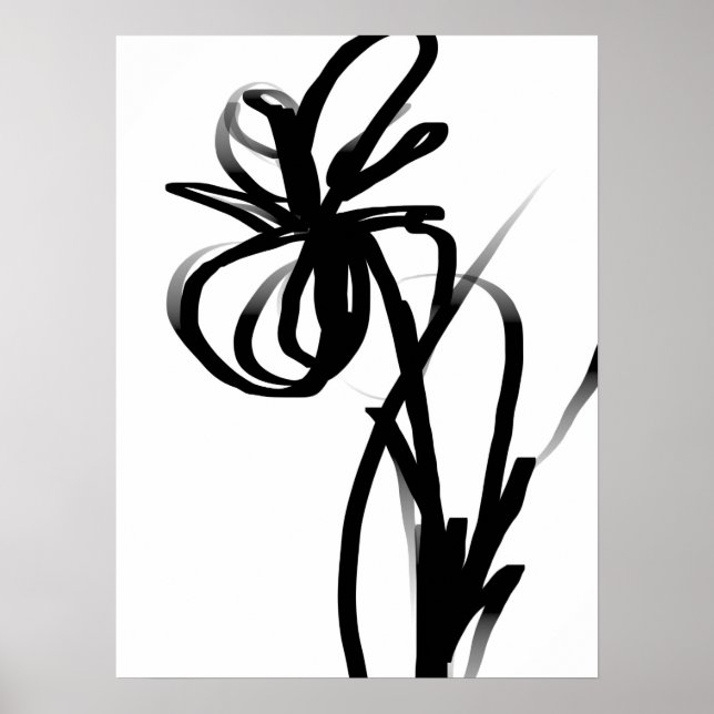 Poster Orchid Blanc: Abstrato branco e preto (Frente)
