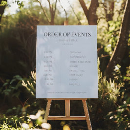 Poster Ordem de Eventos de Casamento Minimalista Azul Esc