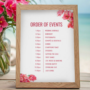 Pôster Ordem de eventos do casamento com bougainvillea ve