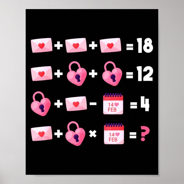 Poster Ordem de Operações do Dia dos Namorados Matemática (Frente)