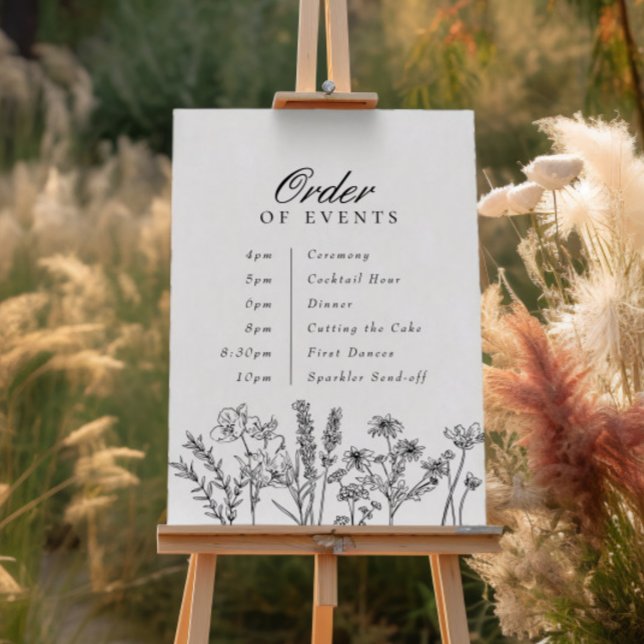 Poster Ordem dos Acontecimentos Negra Floral Selvagem (Criador carregado)