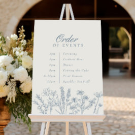Poster Ordem dos Eventos Casamento Flor Silvestre Azul Pe