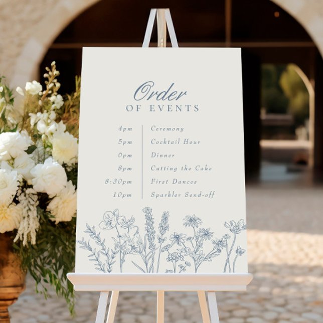 Poster Ordem dos Eventos Casamento Flor Silvestre Azul Pe (Criador carregado)