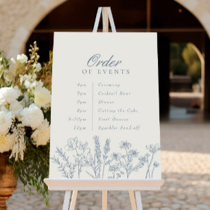 Poster Ordem dos Eventos Casamento Flor Silvestre Azul Pe