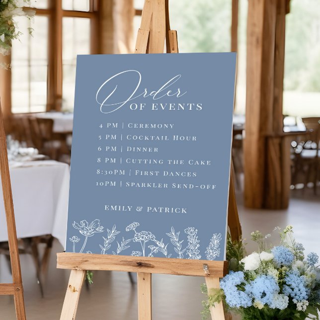 Poster Ordem dos eventos Casamento Periwinkle Blue Wildfl (Criador carregado)