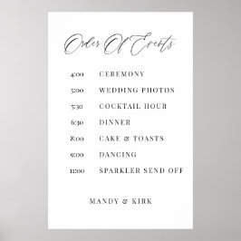 Poster Ordem dos Eventos Sinal de Casamento Linha do Temp