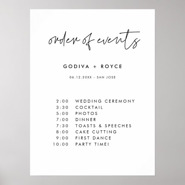 Poster Ordem minimalista moderna dos eventos (Frente)