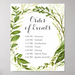 Poster Ordem verde do casamento de hortaliças rústicas 