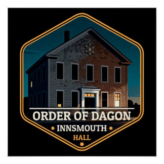Pôster Order of Dagon Hall Innsmouth Vintage Travel Badge