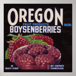 Poster Oregon Boysenberry, 1940 pode rotular