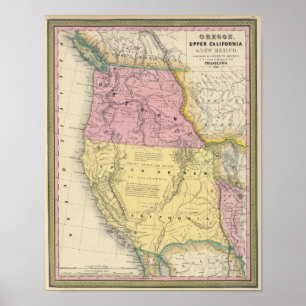 Pôster Oregon, Califórnia superior & New mexico