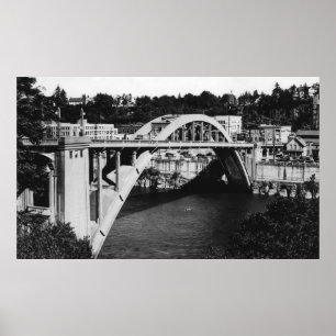 Pôster Oregon City, OR Highway Bridge over Willamette