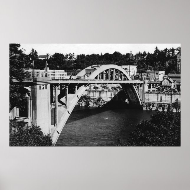 Pôster Oregon City, OR Highway Bridge over Willamette (Frente)