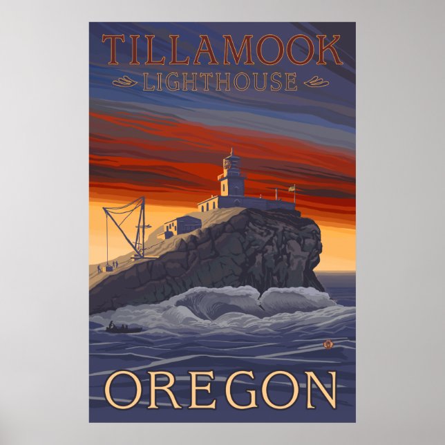 Pôster Oregon - Farol de Tillamook (Frente)