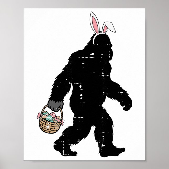 Poster Orelhas de Coelho Easter Bigfoot Sket Sasquatch Ho (Frente)