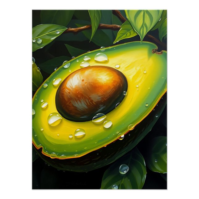 Pôster Orgânico Avocado com Dewdros (Frente)