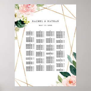 Poster Organograma Floral de Casamento de Casamento de Or