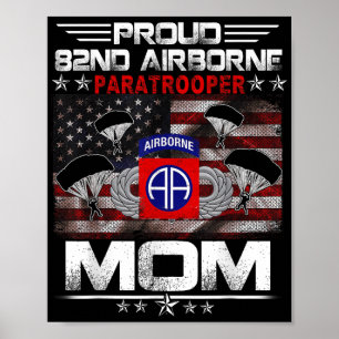 Poster Orgulho 82º Paraquedista Aéreo Mãe Bandeira Americ