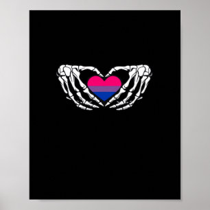Poster Orgulho Bissexual Skeleton Halloween Bi Gótico Hea