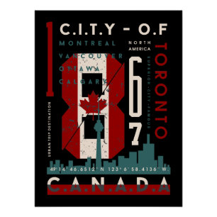 Pôster Orgulho Canadense: Coordenadas da Cidade e Legado