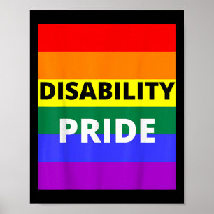 Poster Orgulho da Deficiência Com Bandeira do Arco-íris _