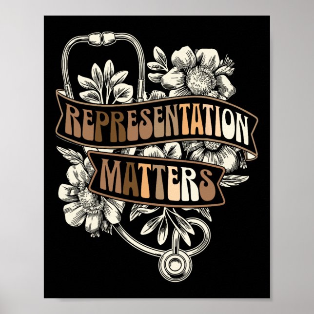 Poster Orgulho da Melanina Enfermeira Preta Empoderando D (Frente)