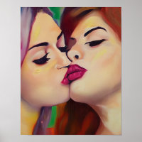 Orgulho de Aquarela Duas Mulheres Compartilham Bei