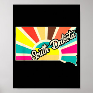 Poster Orgulho de Dakota do Sul design retrô do mapa do e