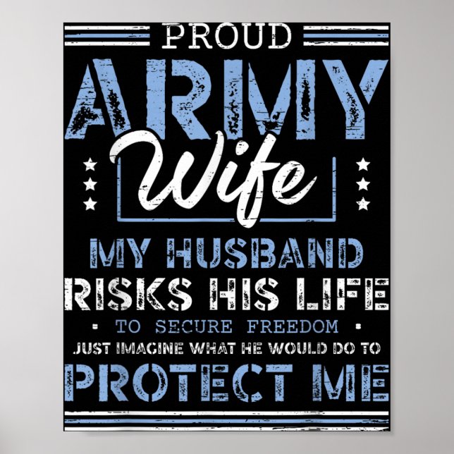 Poster Orgulho de esposa do exército protegendo soldado d (Frente)